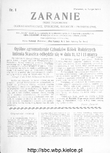 Zaranie : pismo tygodniowe ogólno-kształcące, społeczne, rolnicze i przemysłowe 1912, nr 9