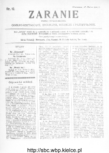 Zaranie : pismo tygodniowe ogólno-kształcące, społeczne, rolnicze i przemysłowe 1912, nr 13