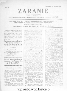 Zaranie : pismo tygodniowe ogólno-kształcące, społeczne, rolnicze i przemysłowe 1912, nr 21