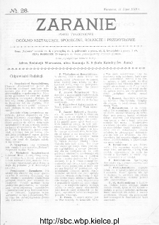 Zaranie : pismo tygodniowe ogólno-kształcące, społeczne, rolnicze i przemysłowe 1912, nr 28