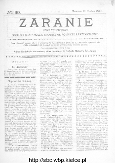 Zaranie : pismo tygodniowe ogólno-kształcące, społeczne, rolnicze i przemysłowe 1912, nr 39