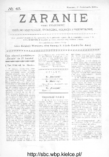 Zaranie : pismo tygodniowe ogólno-kształcące, społeczne, rolnicze i przemysłowe 1912, nr 42