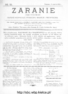 Zaranie : pismo tygodniowe ogólno-kształcące, społeczne, rolnicze i przemysłowe 1912, nr 51