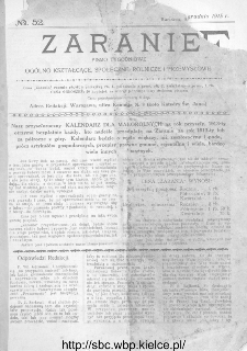 Zaranie : pismo tygodniowe ogólno-kształcące, społeczne, rolnicze i przemysłowe 1912, nr 52