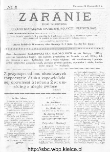 Zaranie : pismo tygodniowe ogólno-kształcące, społeczne, rolnicze i przemysłowe 1913, nr 5