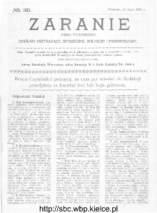 Zaranie : pismo tygodniowe ogólno-kształcące, społeczne, rolnicze i przemysłowe 1913, nr 30