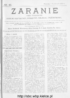 Zaranie : pismo tygodniowe ogólno-kształcące, społeczne, rolnicze i przemysłowe 1913, nr 41