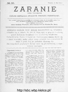 Zaranie : pismo tygodniowe ogólno-kształcące, społeczne, rolnicze i przemysłowe 1914, nr 20