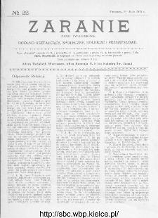 Zaranie : pismo tygodniowe ogólno-kształcące, społeczne, rolnicze i przemysłowe 1914, nr 22