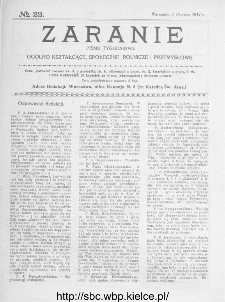 Zaranie : pismo tygodniowe ogólno-kształcące, społeczne, rolnicze i przemysłowe 1914, nr 23