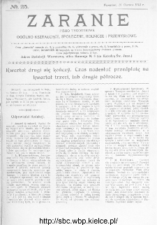 Zaranie : pismo tygodniowe ogólno-kształcące, społeczne, rolnicze i przemysłowe 1914, nr 25