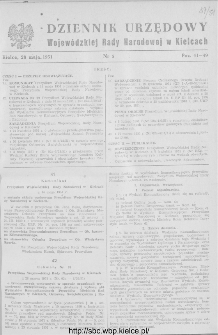 Dziennik Urzędowy Wojewódzkiej Rady Narodowej w Kielcach 1951, nr 5