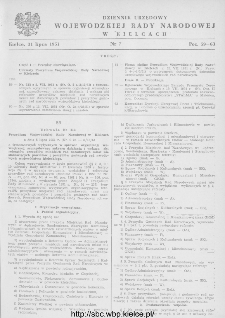 Dziennik Urzędowy Wojewódzkiej Rady Narodowej w Kielcach 1951, nr 7