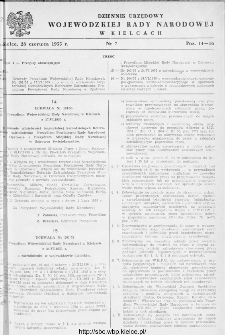 Dziennik Urzędowy Wojewódzkiej Rady Narodowej w Kielcach 1955, nr 7