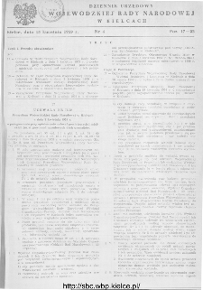 Dziennik Urzędowy Wojewódzkiej Rady Narodowej w Kielcach 1959, nr 4