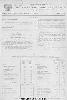 Dziennik Urzędowy Wojewódzkiej Rady Narodowej w Kielcach 1959, nr 9