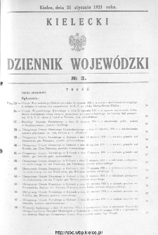 Kielecki Dziennik Wojewódzki 1931, nr 3
