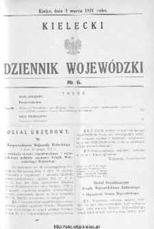Kielecki Dziennik Wojewódzki 1931, nr 6