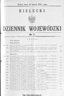 Kielecki Dziennik Wojewódzki 1931, nr 7