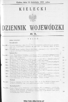 Kielecki Dziennik Wojewódzki 1931, nr 9