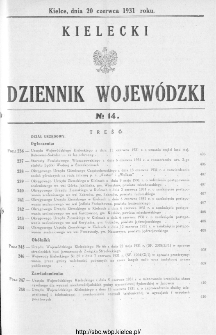 Kielecki Dziennik Wojewódzki 1931, nr 14