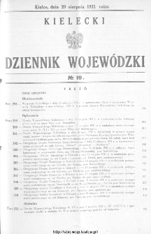 Kielecki Dziennik Wojewódzki 1931, nr 19