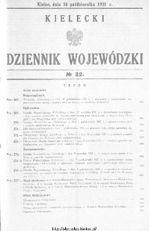 Kielecki Dziennik Wojewódzki 1931, nr 22