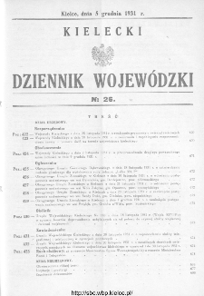 Kielecki Dziennik Wojewódzki 1931, nr 26