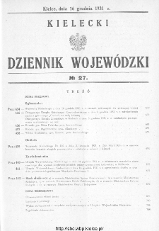 Kielecki Dziennik Wojewódzki 1931, nr 27