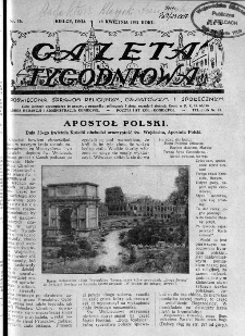 Gazeta Tygodniowa. Poświęcona sprawom religijnym, oświatowym i społecznym,1931, R.2, nr 16