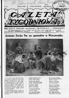 Gazeta Tygodniowa. Poświęcona sprawom religijnym, oświatowym i społecznym,1931, R.2, nr 21