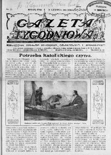 Gazeta Tygodniowa. Poświęcona sprawom religijnym, oświatowym i społecznym,1931, R.2, nr 25
