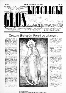 Głos Katolicki dawniej Gazeta Tygodniowa poświęcony sprawom religijnym, oświatowym i społecznym 1939, nr 19