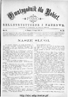 Dwutygodnik dla Kobiet : pismo beletrystyczne i naukowe, R.3, 1883, nr 10