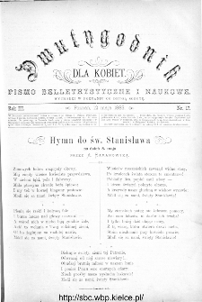 Dwutygodnik dla Kobiet : pismo beletrystyczne i naukowe, R.3, 1883, nr 17