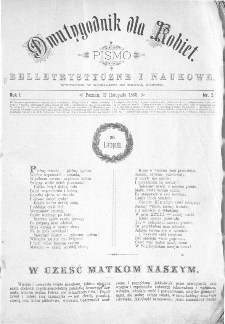 Dwutygodnik dla Kobiet : pismo beletrystyczne i naukowe, R.1, 1880, nr 5