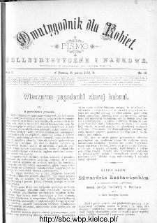 Dwutygodnik dla Kobiet : pismo beletrystyczne i naukowe, R.2, 1882, nr 13