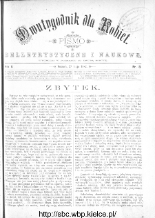 Dwutygodnik dla Kobiet : pismo beletrystyczne i naukowe, R.3, 1882, nr 18