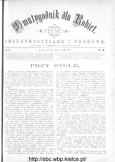 Dwutygodnik dla Kobiet : pismo beletrystyczne i naukowe, R.2, 1882, nr 19