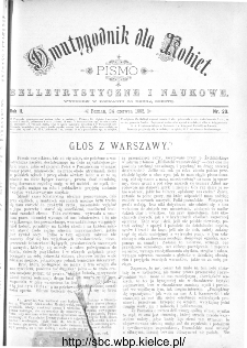 Dwutygodnik dla Kobiet : pismo beletrystyczne i naukowe, R.2, 1882, nr 20