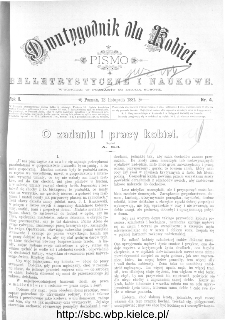 Dwutygodnik dla Kobiet : pismo beletrystyczne i naukowe, R.2, 1881, nr 4