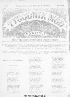 Tygodnik Mód i Powieści : z dodatkiem illustrowanym ubrań i robót kobiecych 1886, nr 2