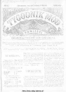 Tygodnik Mód i Powieści : z dodatkiem illustrowanym ubrań i robót kobiecych 1886, nr 10