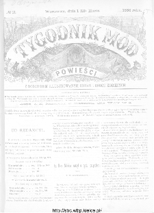 Tygodnik Mód i Powieści : z dodatkiem illustrowanym ubrań i robót kobiecych 1886, nr 11
