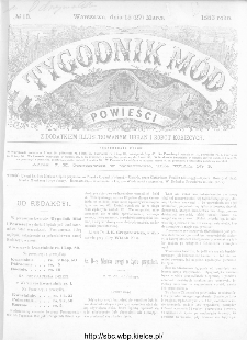 Tygodnik Mód i Powieści : z dodatkiem illustrowanym ubrań i robót kobiecych 1886, nr 13