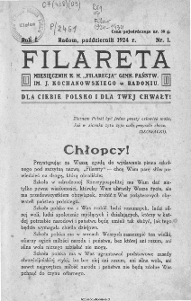 Filareta : miesięcznik K. M. "Filarecja" Gimnazjum Państwowego im. J. Kochanowskiego w Radomiu, 1924, nr 1