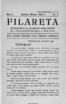 Filareta : miesięcznik K. M. "Filarecja" Gimnazjum Państwowego im. J. Kochanowskiego w Radomiu, 1925, nr 3 (6)