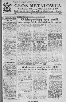 Głos Metalowca : organ Komitetu Zakładowego PZPR, Rady Zakładowej, ZMP Zakładów Metalowych w Skarżysku-Kamiennej, 1953, nr 16