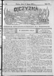Ojczyzna : tygodnik oświatowo-społeczny dla wszystkich, 1921, nr 29