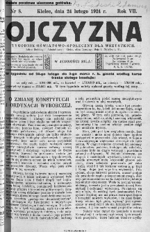 Ojczyzna : tygodnik oświatowo-społeczny dla wszystkich, 1924, nr 8
